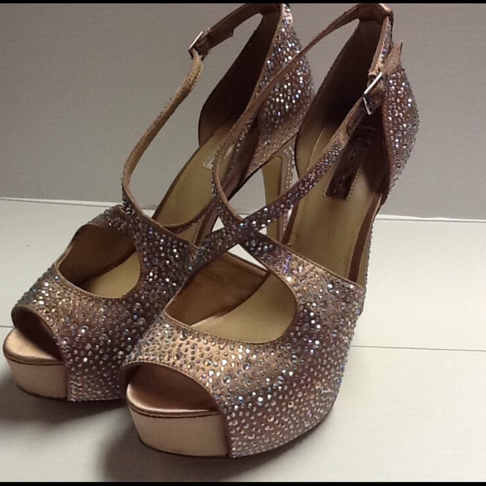 INC Nude Glittered Platform Heel